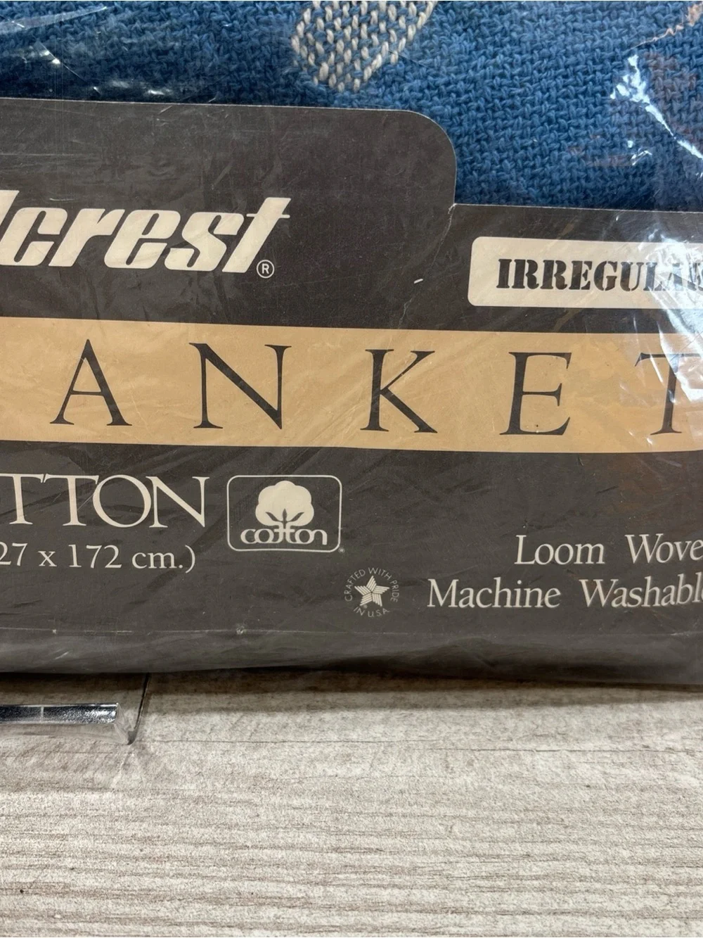 NEW Vintage Fieldcrest Loom Woven Throw Blanket Blue & White 50